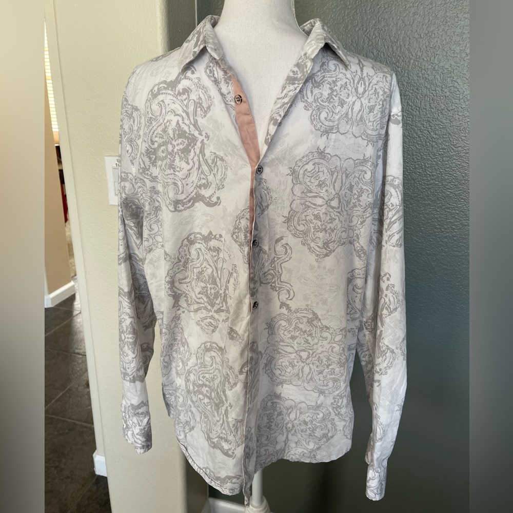 INC Mens long sleeve shirt in white and gray*